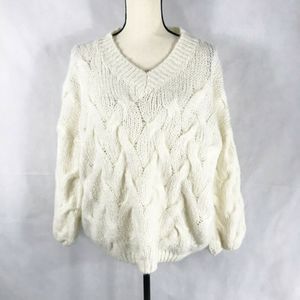 Aaron & Amber Knit Fuzzy Sweater Cream Pullover S